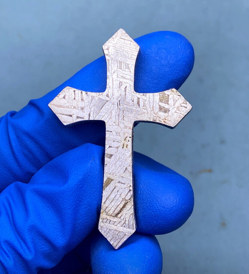 Aletai iron meteorite material thin slice carving cross Pendant Meteorite