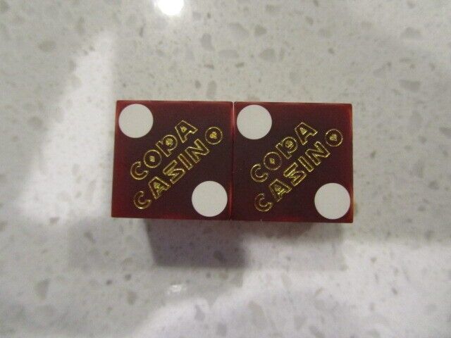 Copa Casino #3665 Sanded Pair of Dark Red DICE + FREE Las Vegas Poker Chip