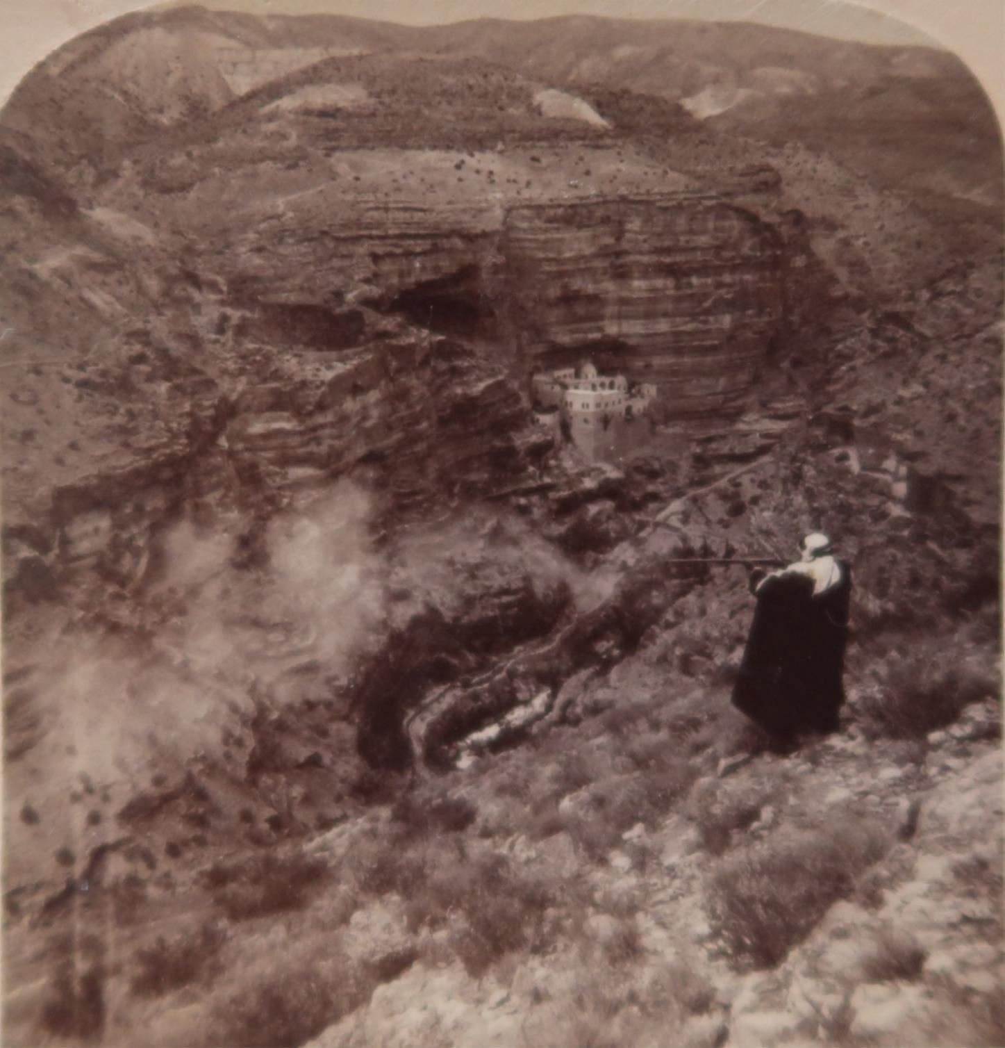 1896 PALESTINE GORGE OF BROOK CHERITH ELIJAH CONVENT I KINGS STEREOVIEW 33-72