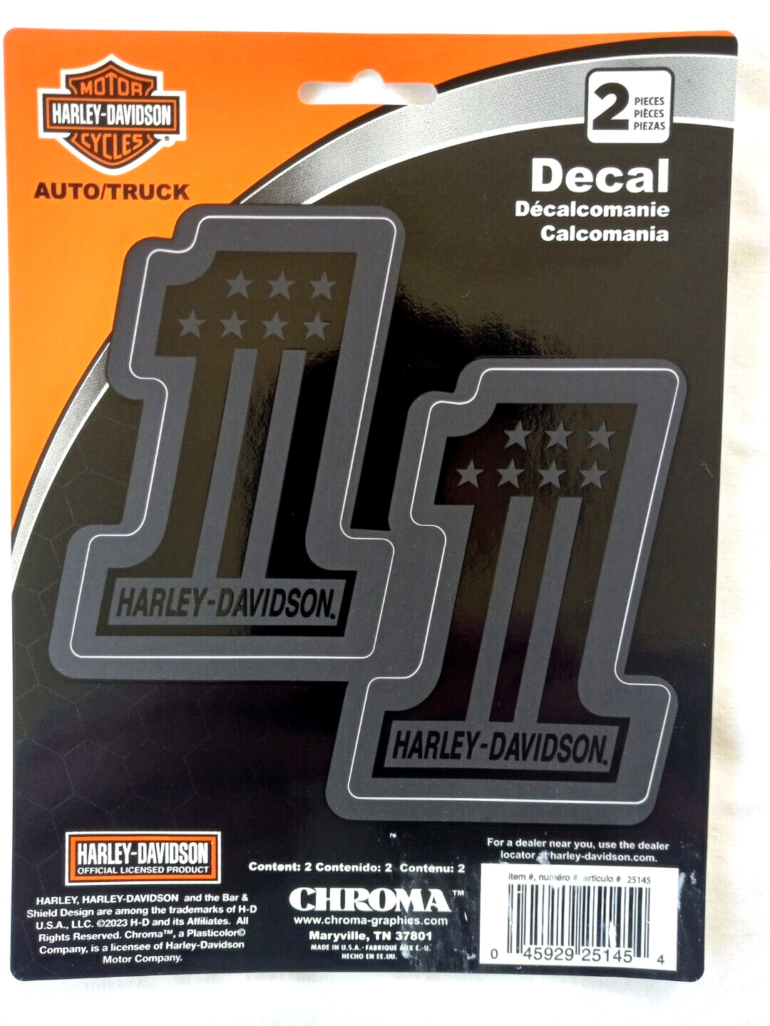 Harley Davidson Grey #1  #1 Decals/Sticker Set 2pcs Official Harley
