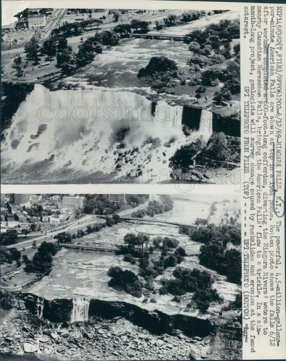 1969 Press Photo Dry American Niagara Falls 1960s Water Diversion