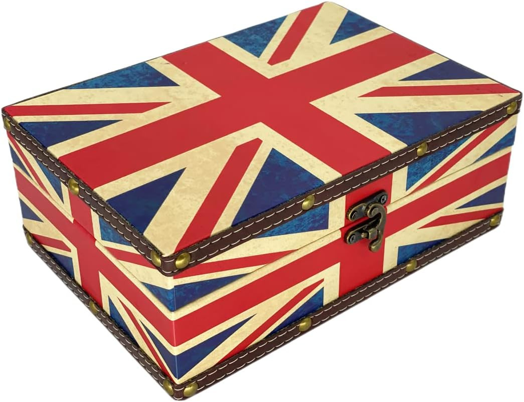 Vintage Union Jack Flag Box Treasure Box Wooden Storage Box Boxes with Lids