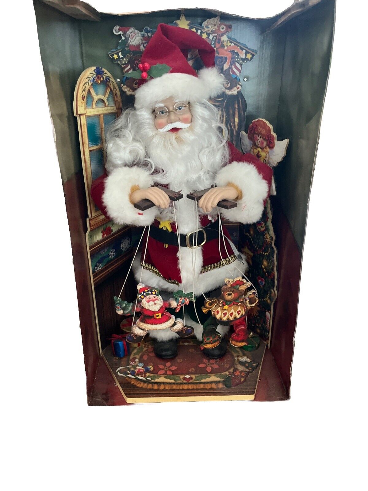 Vintage Christmas Holiday Time Musical Animated Santa Puppeteer In Box Tested