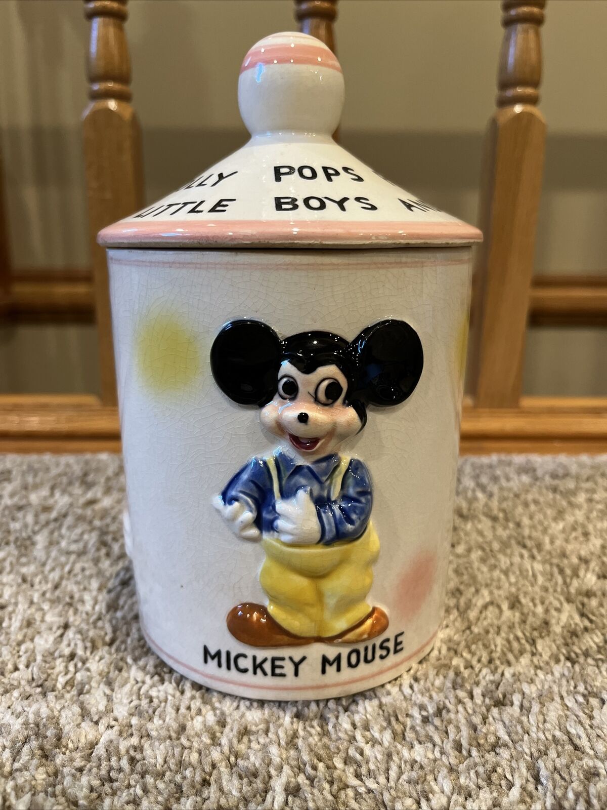 Vintage Walt Disney Lolly Pops For Good Boys Girls Jar 1961 Dan Brechner Japan