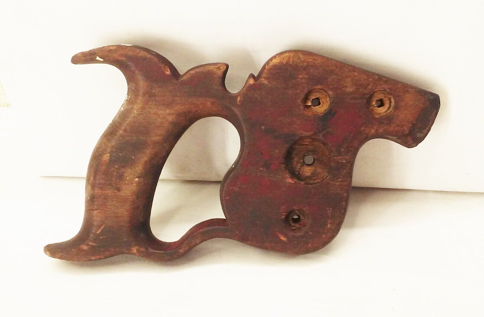 Vtg antique pre 1900 hand saw wood handle 4 screw Warranted superior