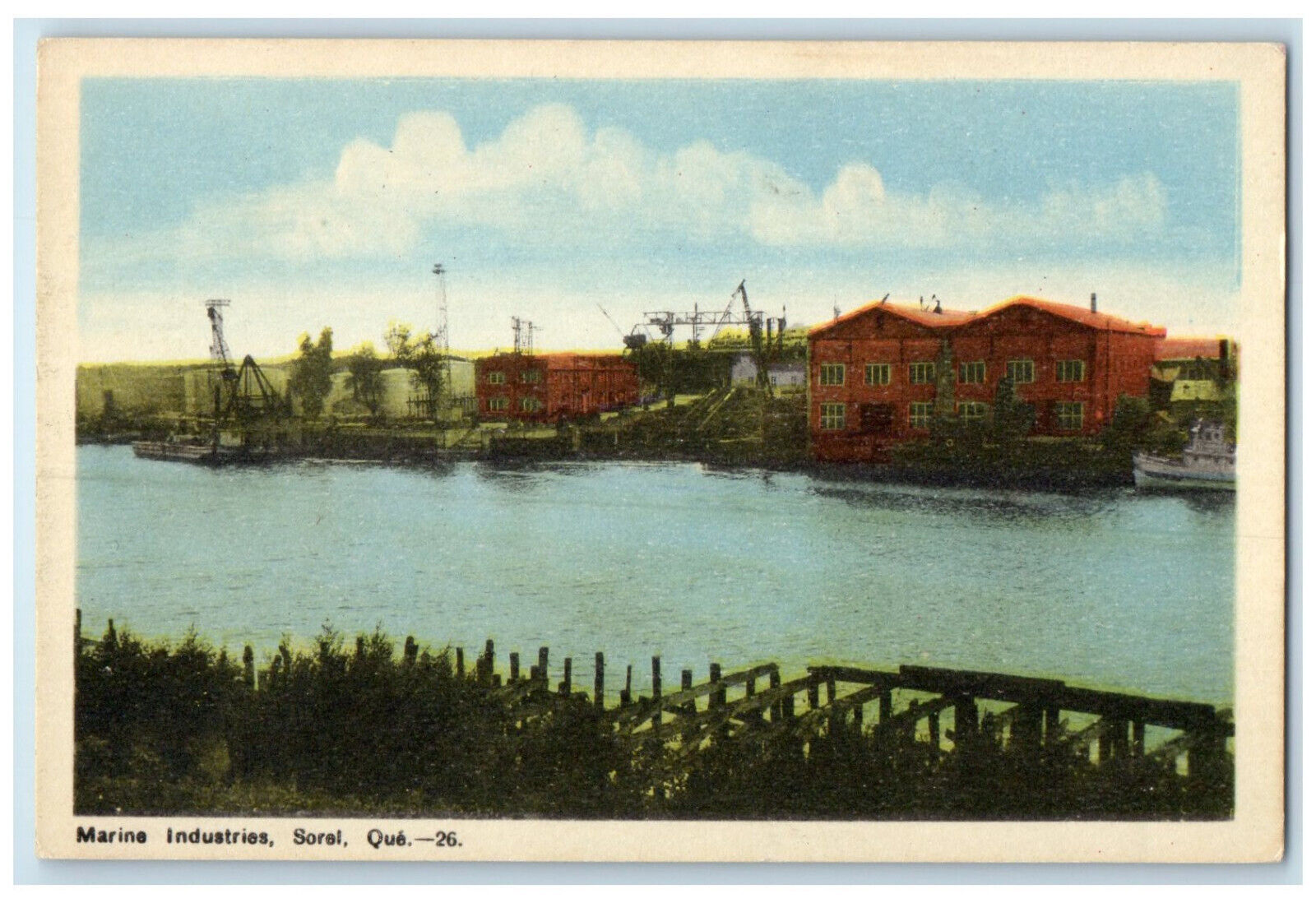 c1920's Marine Industries Sorel Quebec Canada Unposted Antique Postcard