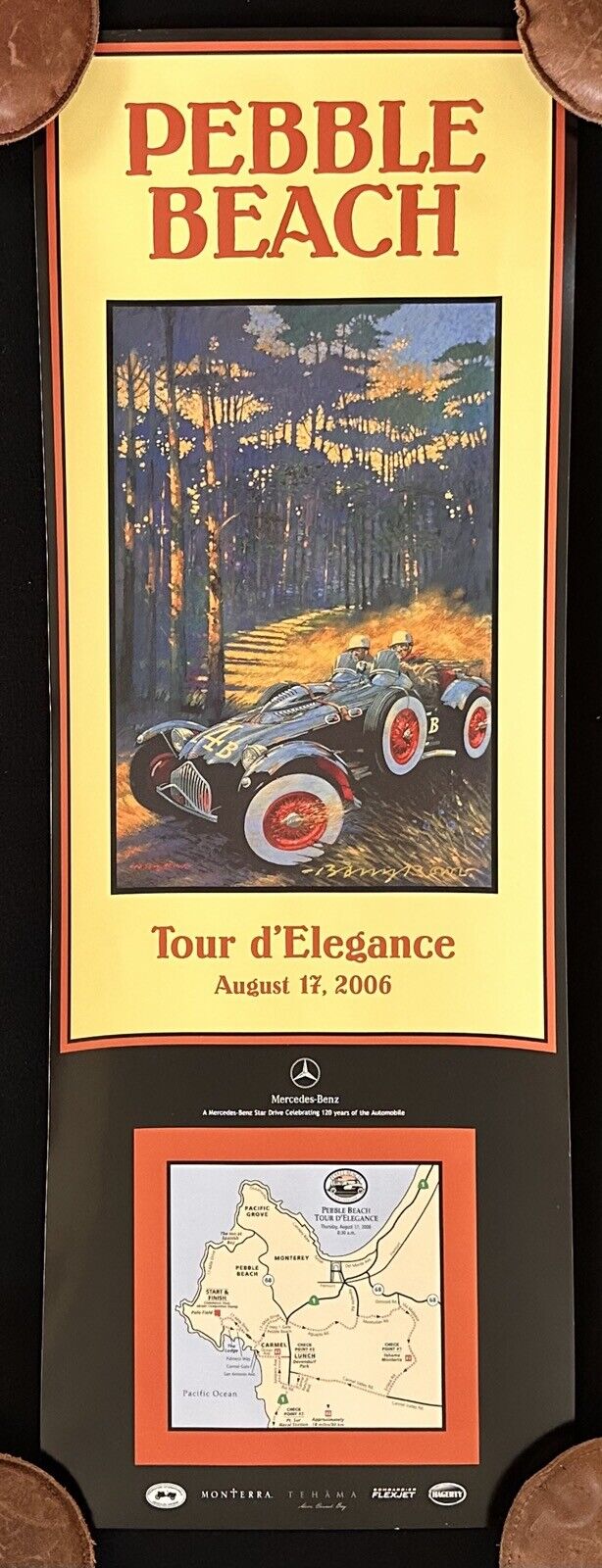 SIGNED Pebble Beach Concours 2006 Tour Poster ALLARD J2X Barry Rowe EXC