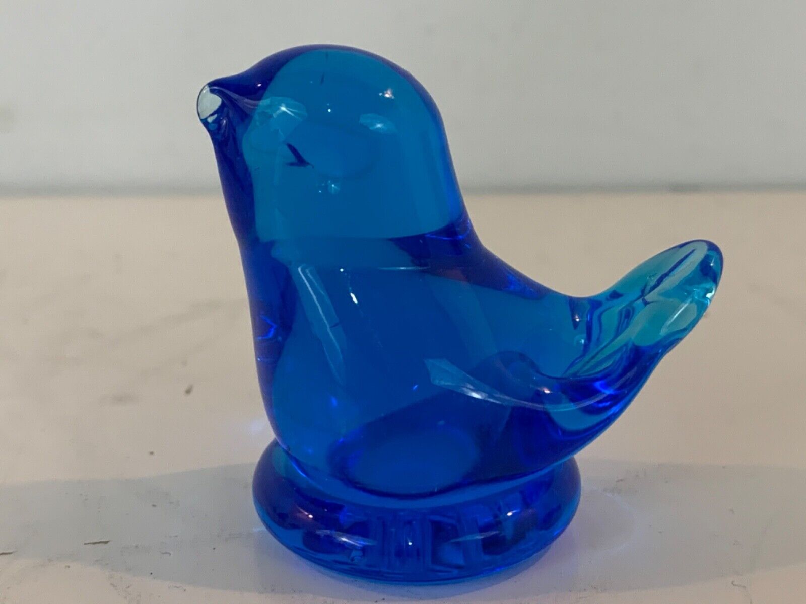 Vtg Cobalt Art Glass Miniature Bluebird of Happiness Figurine Artist Signed 1987