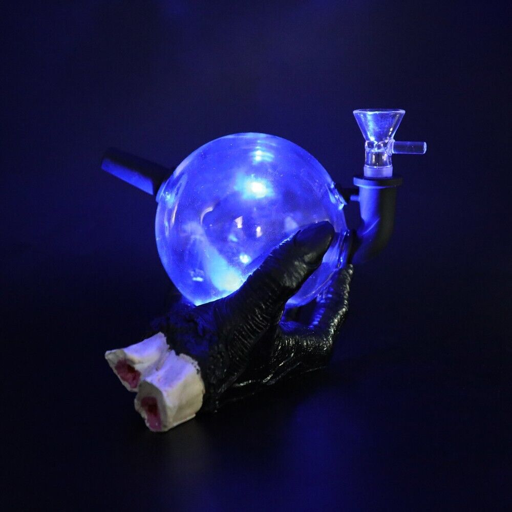 New Black Monster Hand HoldGlass Bong Smoking Water Pipe Glow Collectable Hookah