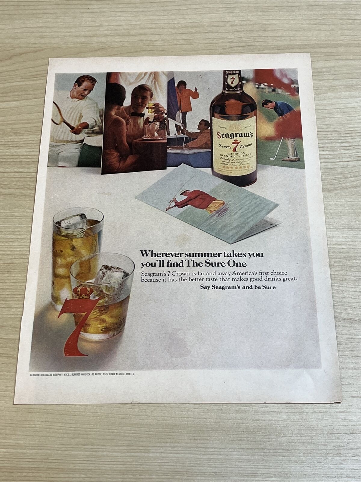 Seagram's American Blended Whiskey 1965 Vintage Print Ad Life Magazine
