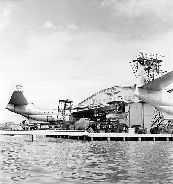 Saunders Roe Princess Flying Boat On The Slipway Cowes Old Photo