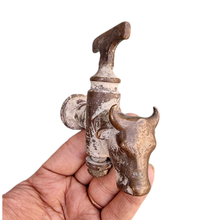 Vintage Old Brass Tap, Indian Bulls Nandi Shaped Spigot, Brass Faucet, Tap Water