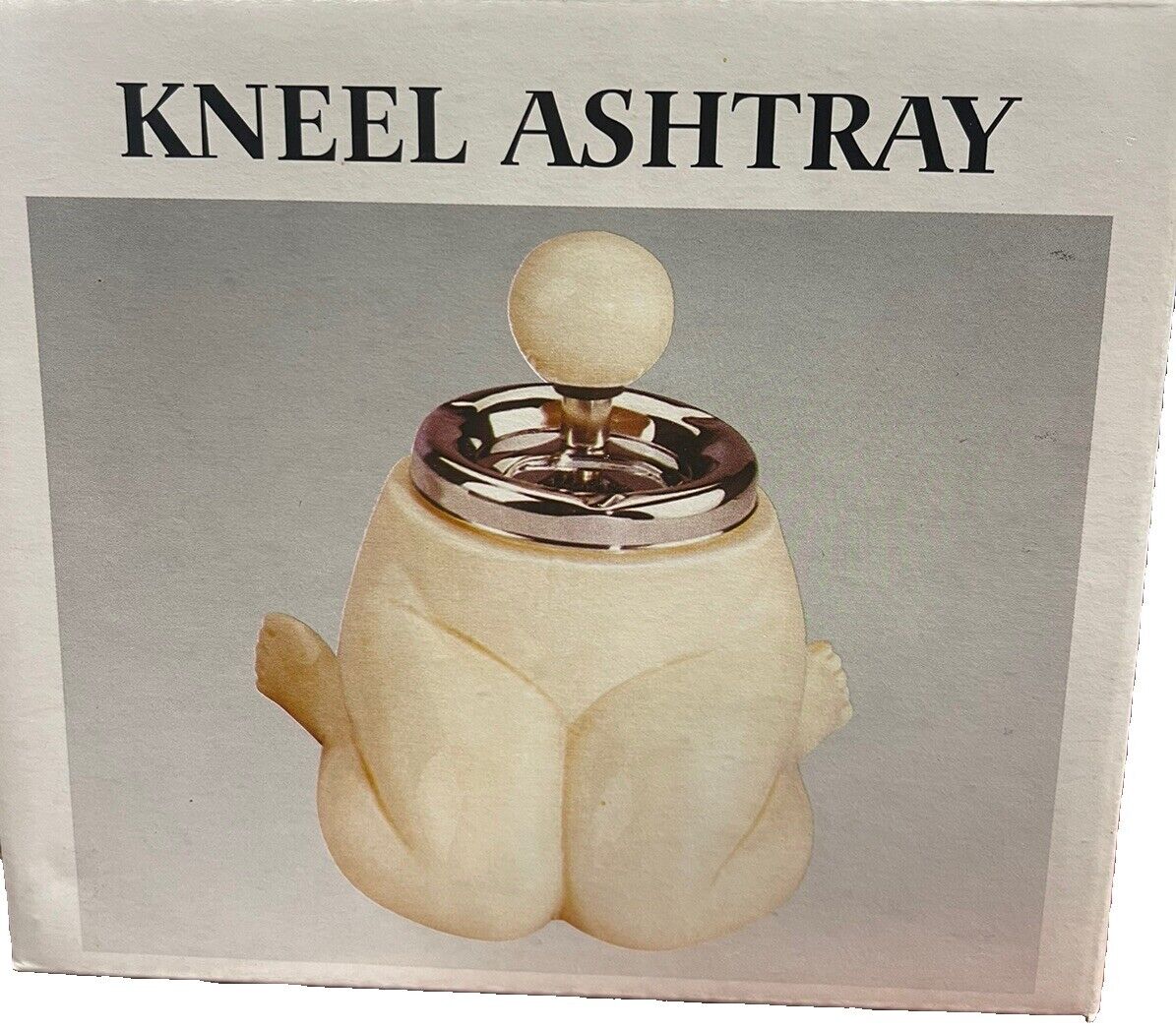 Vintage Retro Ceramic Kneel Push Down Smokeless Ashtray Pot Rare Kneeling Risque