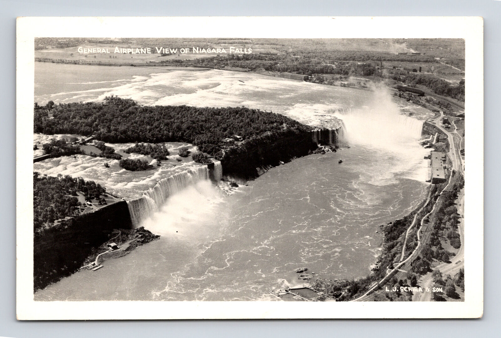 RPPC Aerial View of Niagara Falls New York NY LJ Schira & Son Postcard