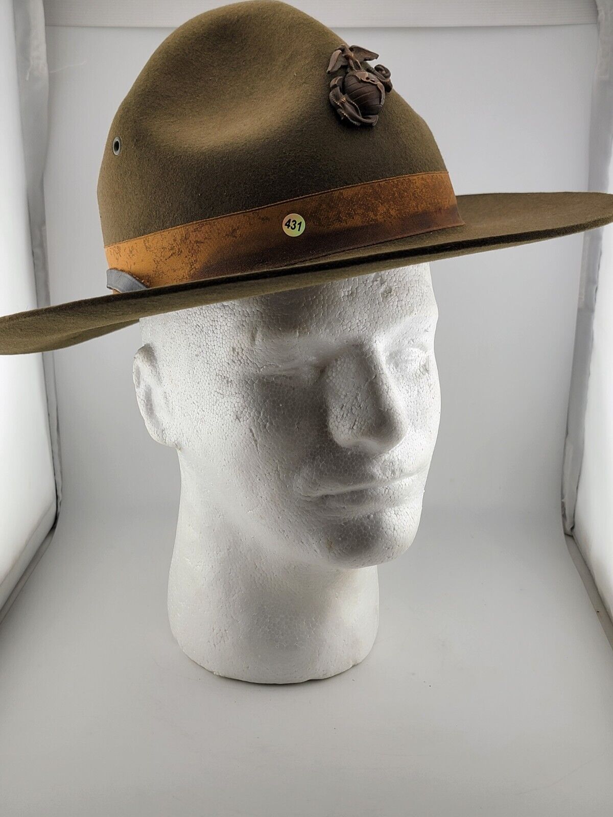RARE ORIGINAL WWII USMC MARINE CORPS STETSON CAMPAIGN DRILL SERGEANT HAT EGA