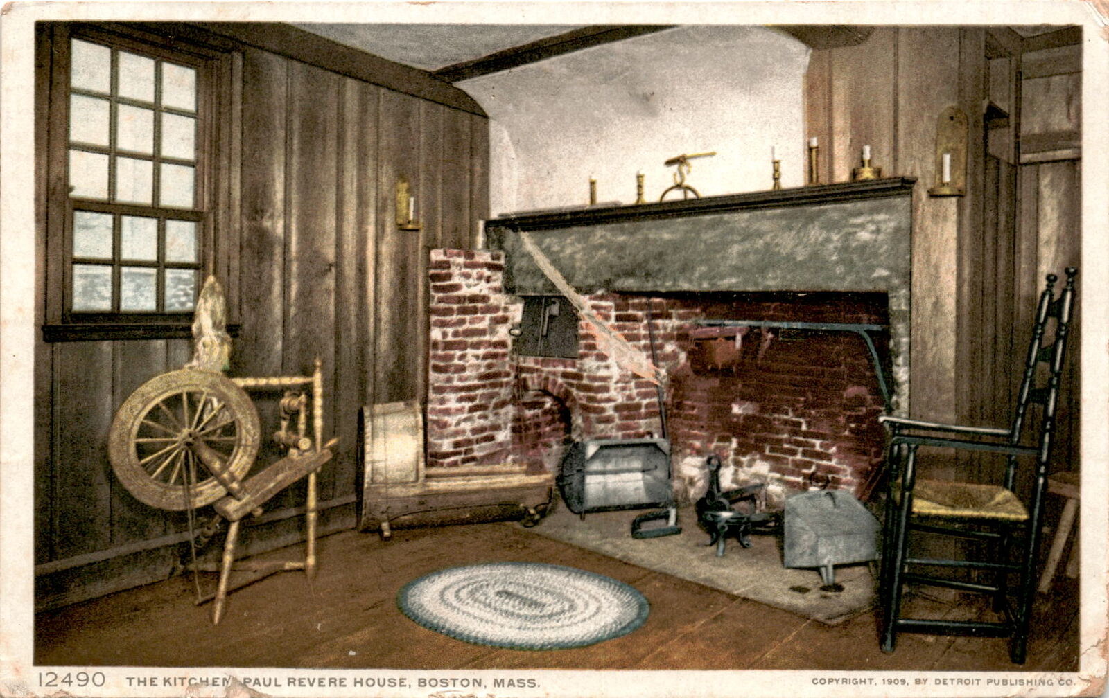 KITCHEN PAUL REVERE HOUSE BOSTON MASS COPYRIGHT 1909 DETROIT PUBLISHING Postcard
