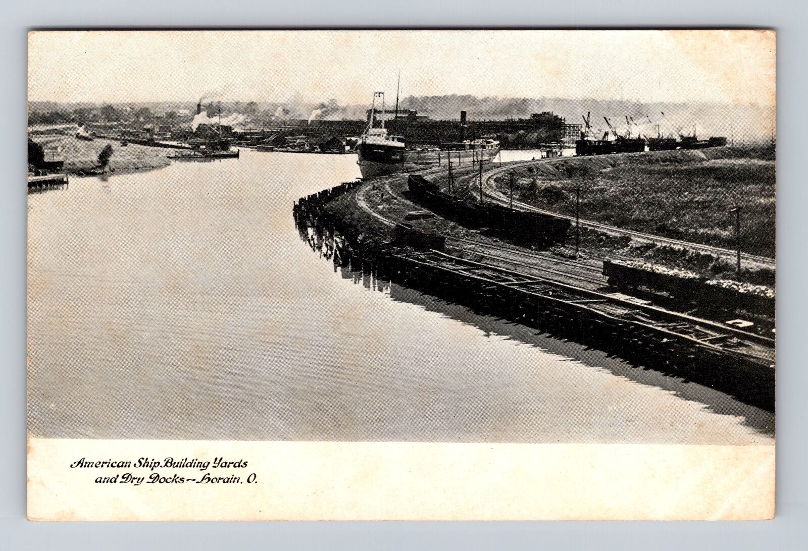 Lorain OH-Ohio, American Ship Building Yards, Dry Docks, Vintage Postcard