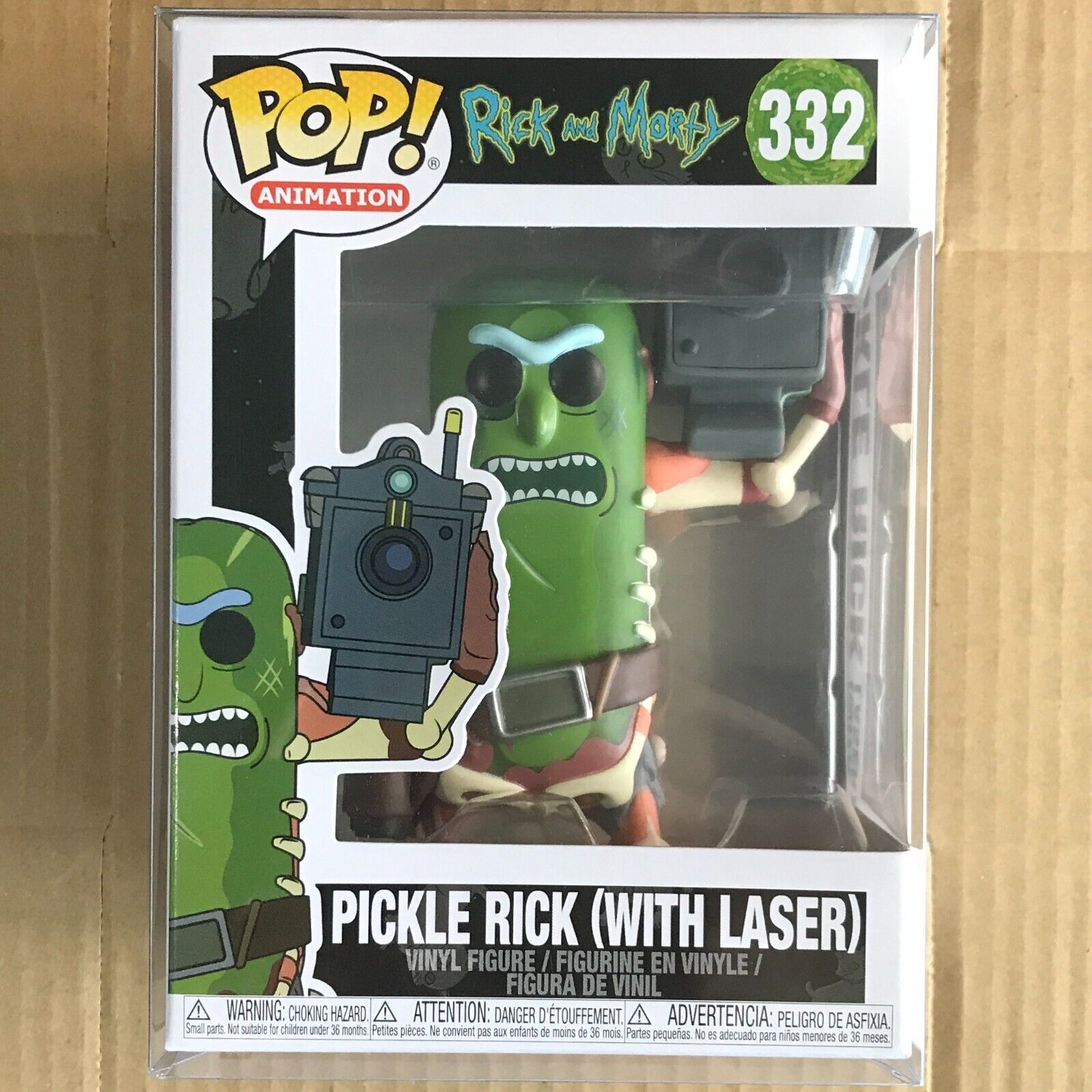 Funko Pop Pickle Rick w/ Laser #332, Rick and Morty, Wounded, Animation