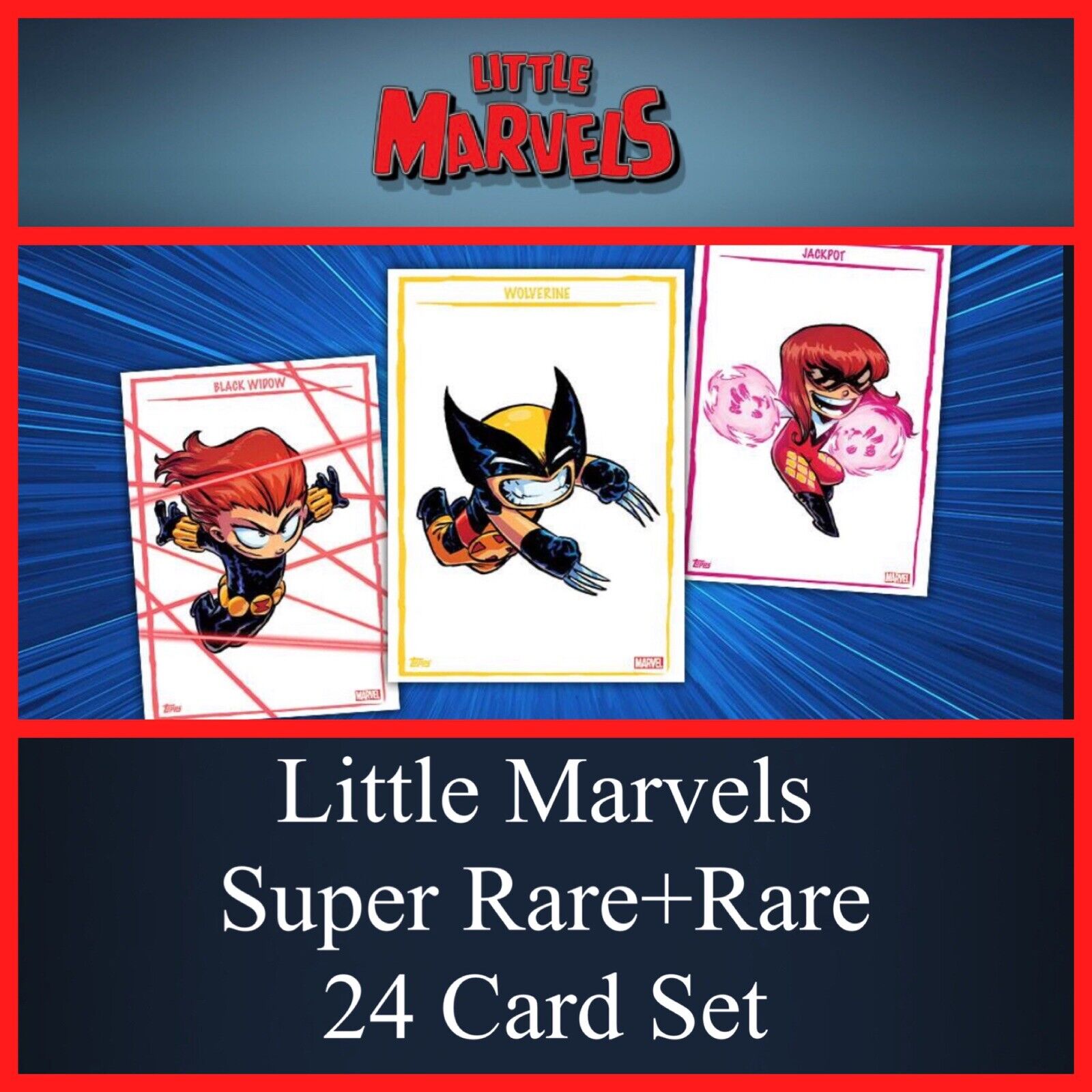 LITTLE MARVELS SUPER RARE+RARE 24 CARD SET-TOPPS MARVEL COLLECT DIGITAL