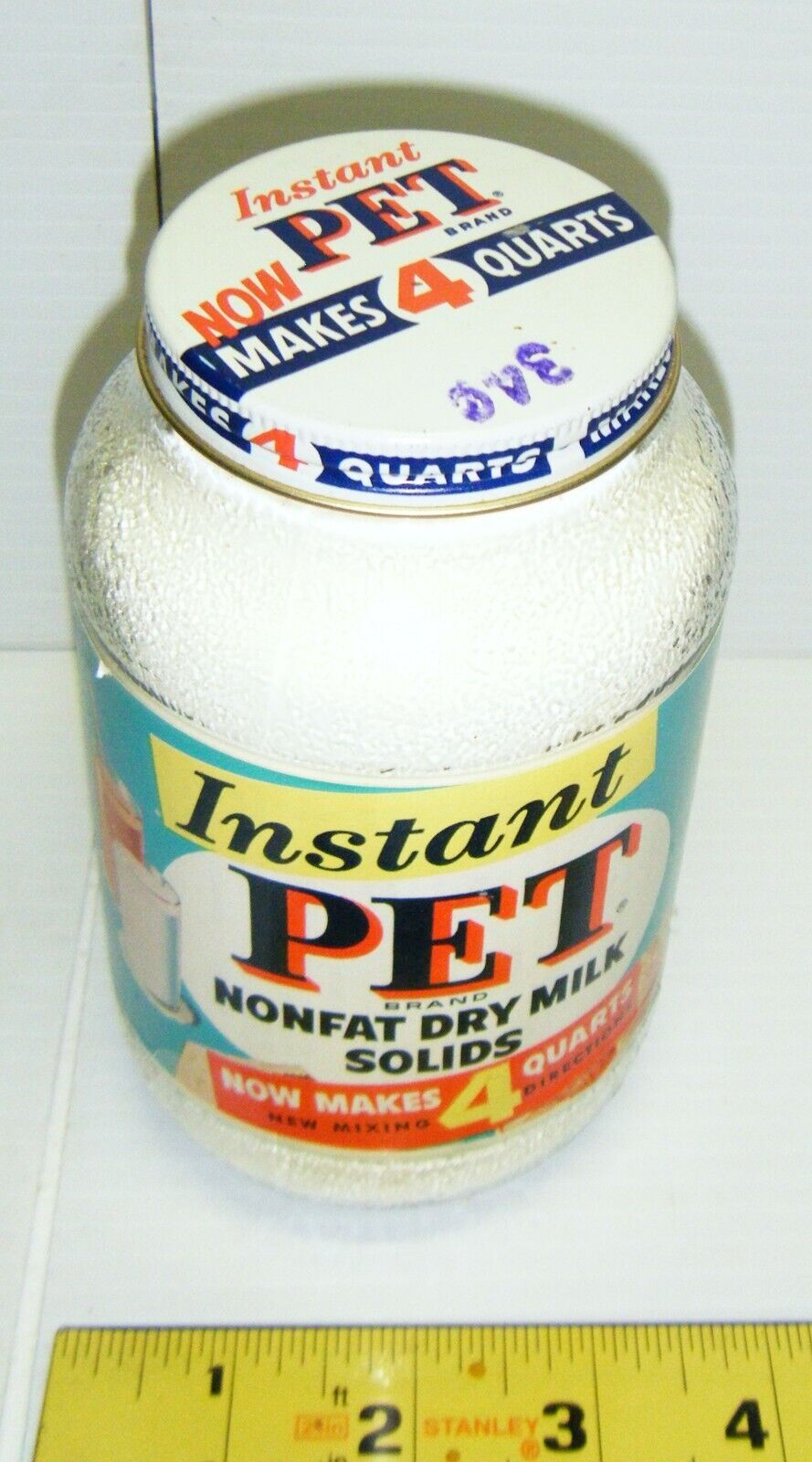 Vintage Instant PET Brand Nonfat Dry Milk Solids Powder FULL-1950s