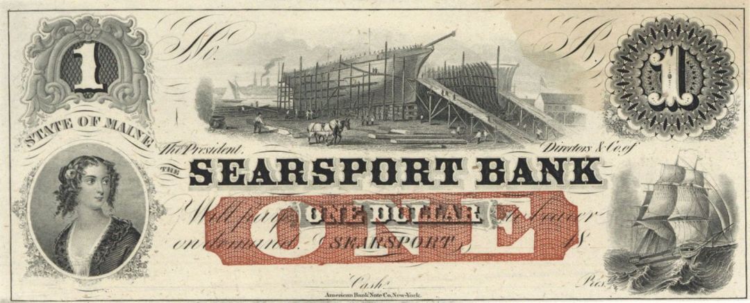 Searsport Bank $1 - Obsolete Notes - Paper Money - US - Obsolete