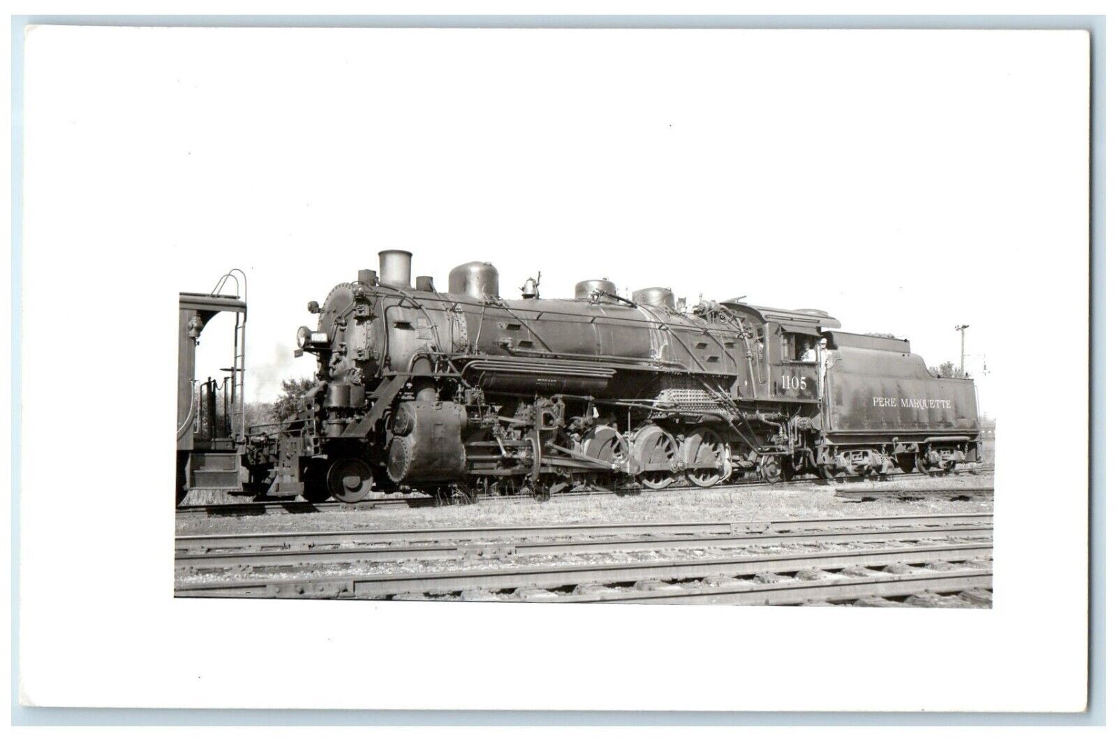 c1950's Pere Marquette Locomotive Train Engineer Topeka KS RPPC Photo Postcard