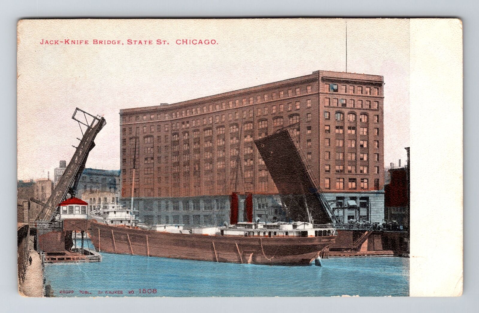 Chicago, IL-Illinois, Jack Knife Bridge State St Antique, Vintage Postcard