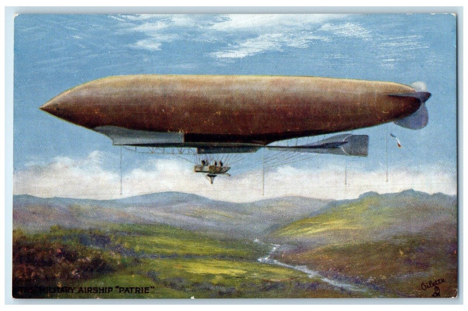 c1910's Military Airship The Patrie Oilette Tuck's Unposted Antique Postcard