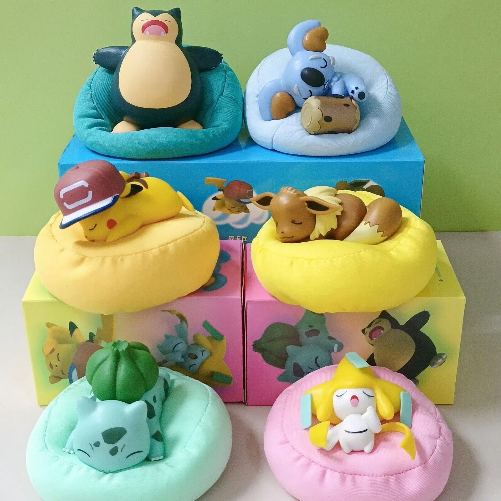6 Pcs/Set Pokemon Pikachu Bulbasaur Anime Figures Toys Sleep Starry Dream Series