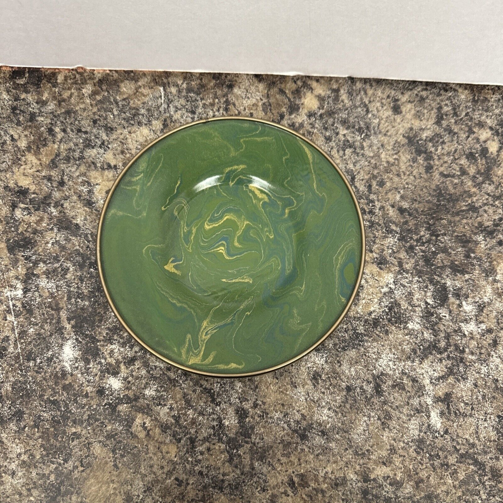 Rare Mackenzie Childs Enamel Plate Green Swirl 8\