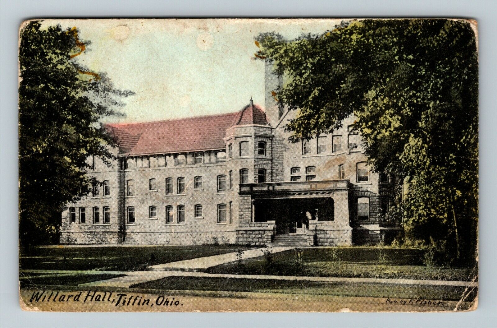 Tiffin OH, Willard Hall, Ohio Vintage Postcard