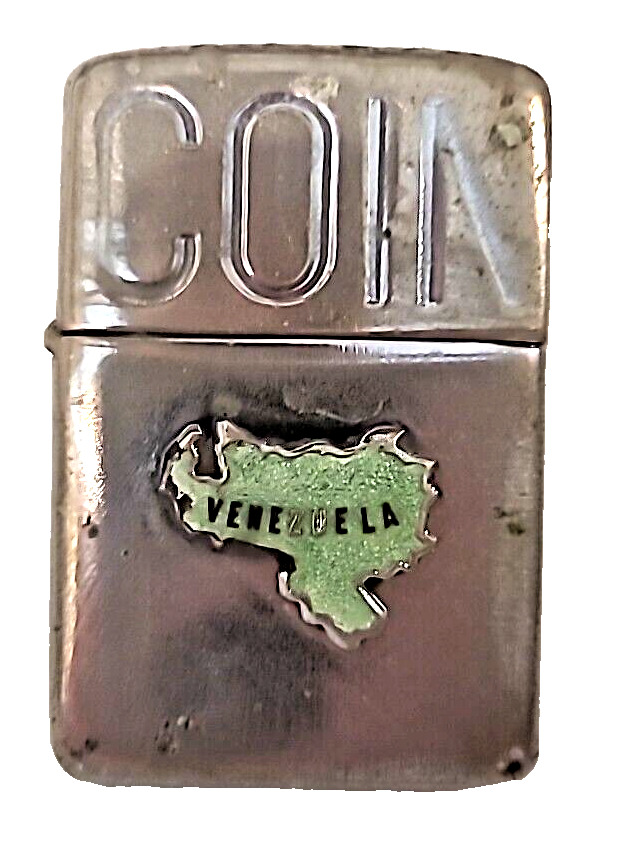Vtg Zippo Cigarette Lighter #2517191 1950s 16 Hole VENEZUELA COIN Bradford PA