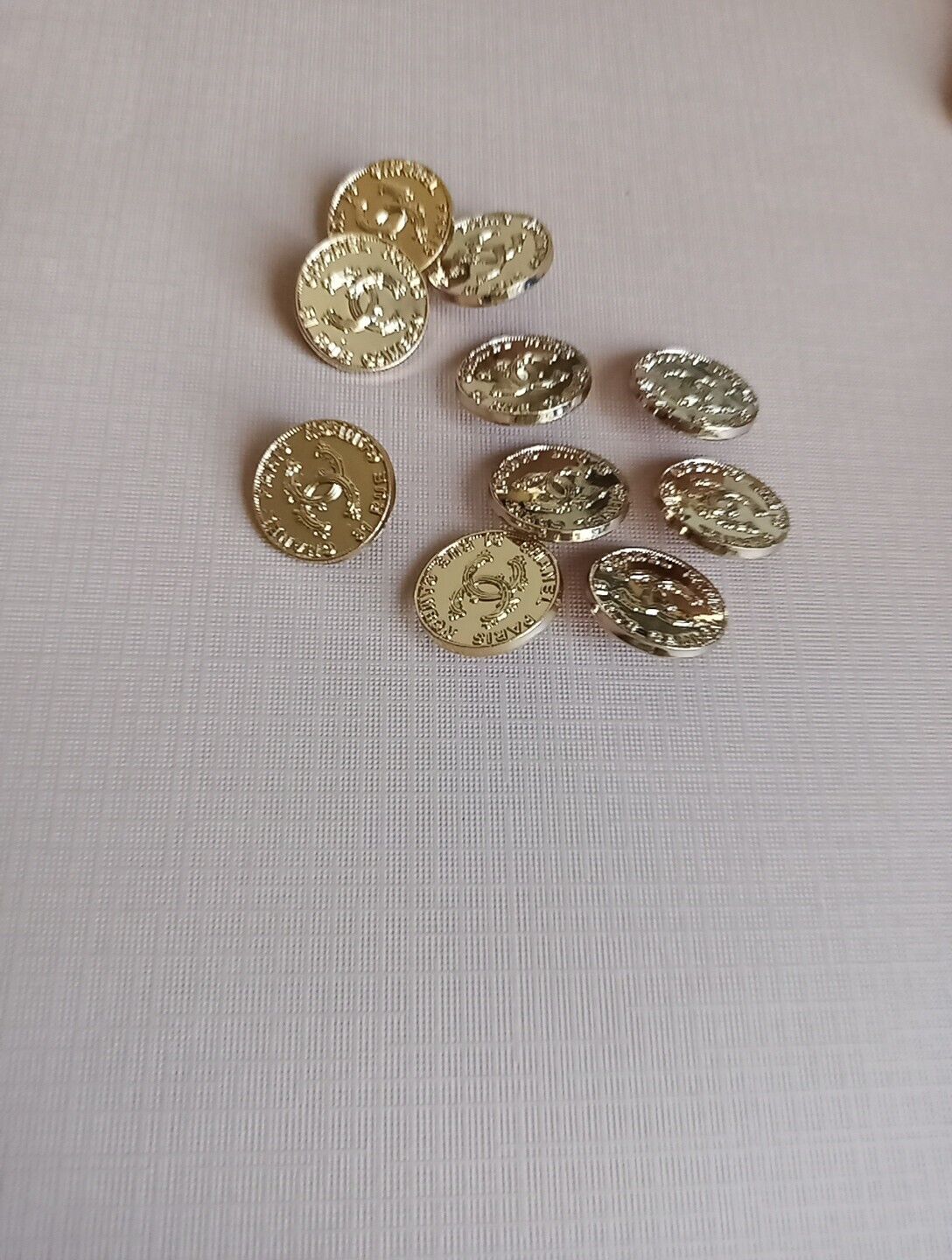 Lot Of11   20mm Gold Tone Cc  Button REPLACEMENT Button 