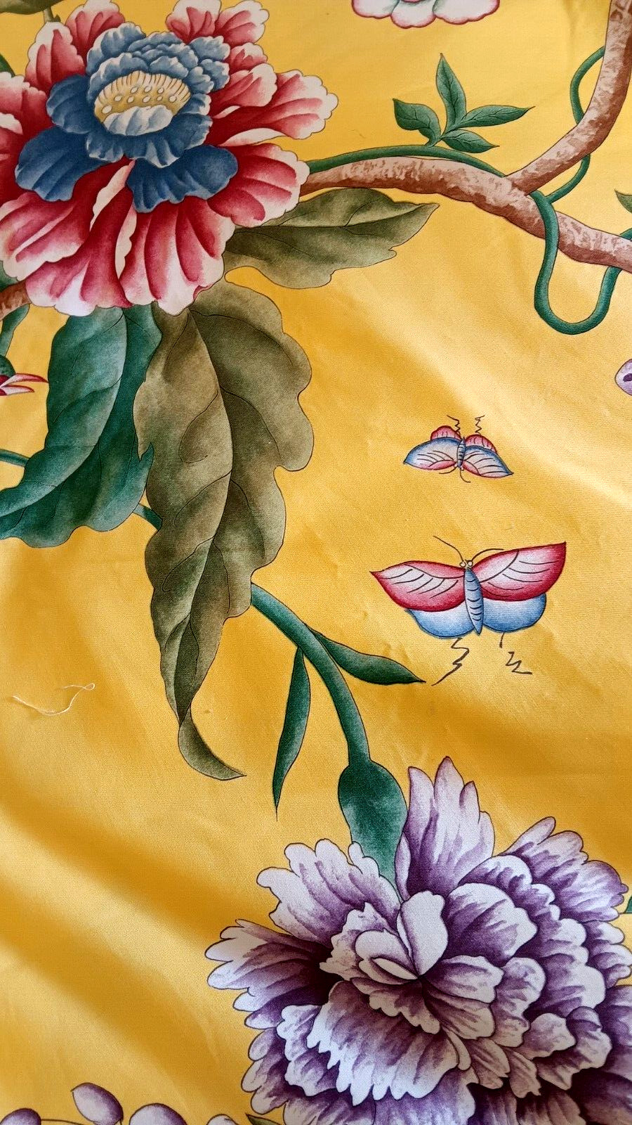 Vtg. Cowtan & Tout Fabric Cotton Nanking Garden Flowers  Butterflies Bird 6 Yds