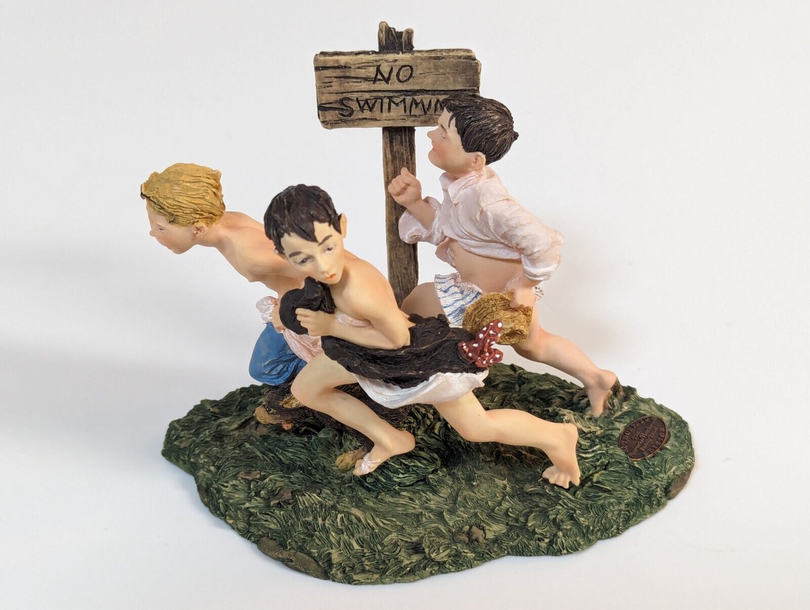 No Swimming Figurine, Norman Rockwell's Boys Will Be Boys Collection with Box