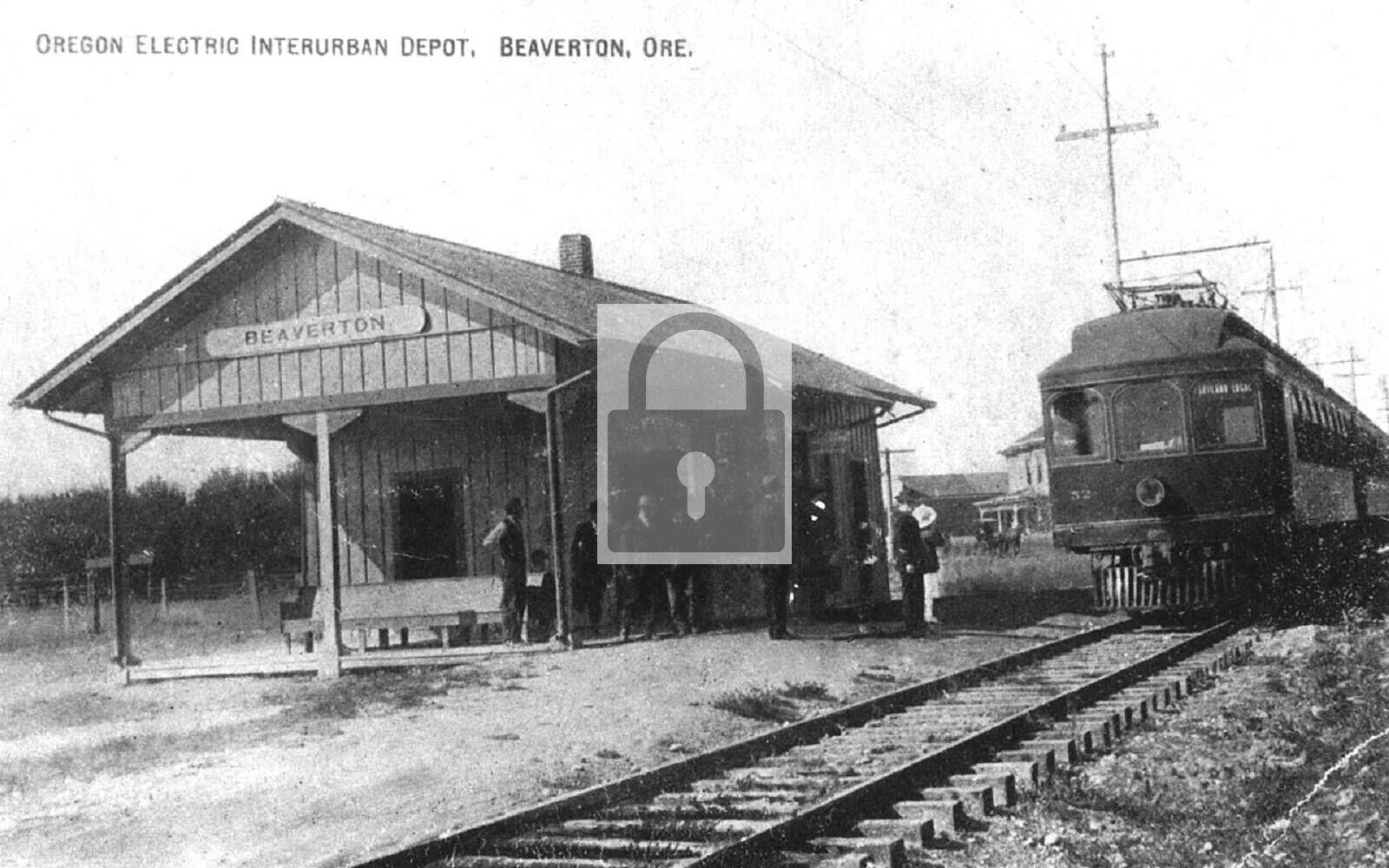 Interurban Electric Railroad Station Depot Beaverton Oregon OR Reprint Postcard