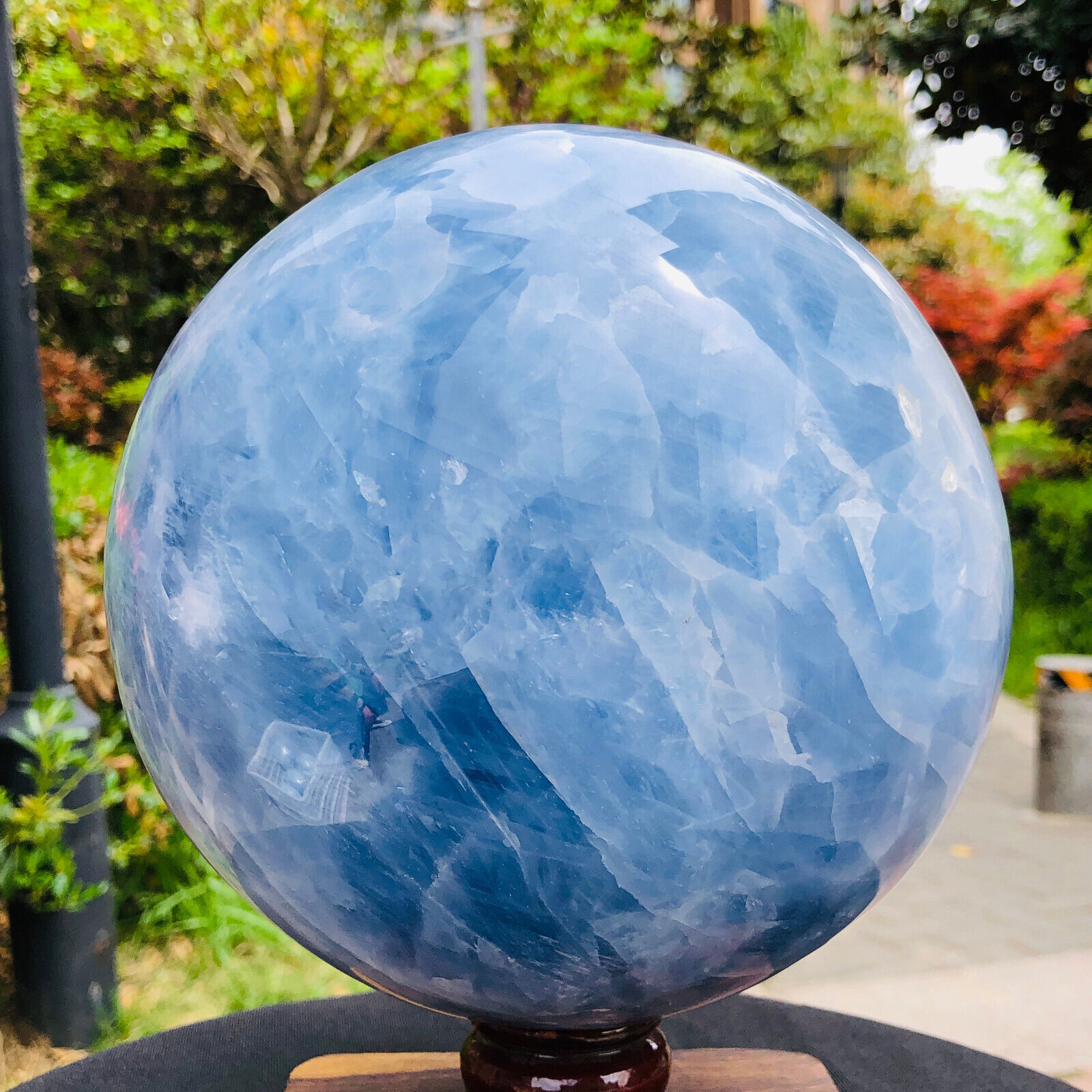 15.7LB Natural Blue Crystal Sphere Polished Quartz Crystal Ball Healing 1187
