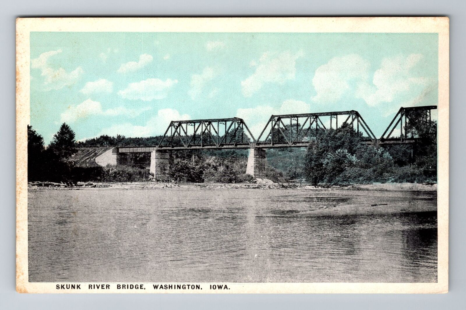 Washington IA-Iowa, Skunk River Bridge, Antique, Vintage Souvenir Postcard
