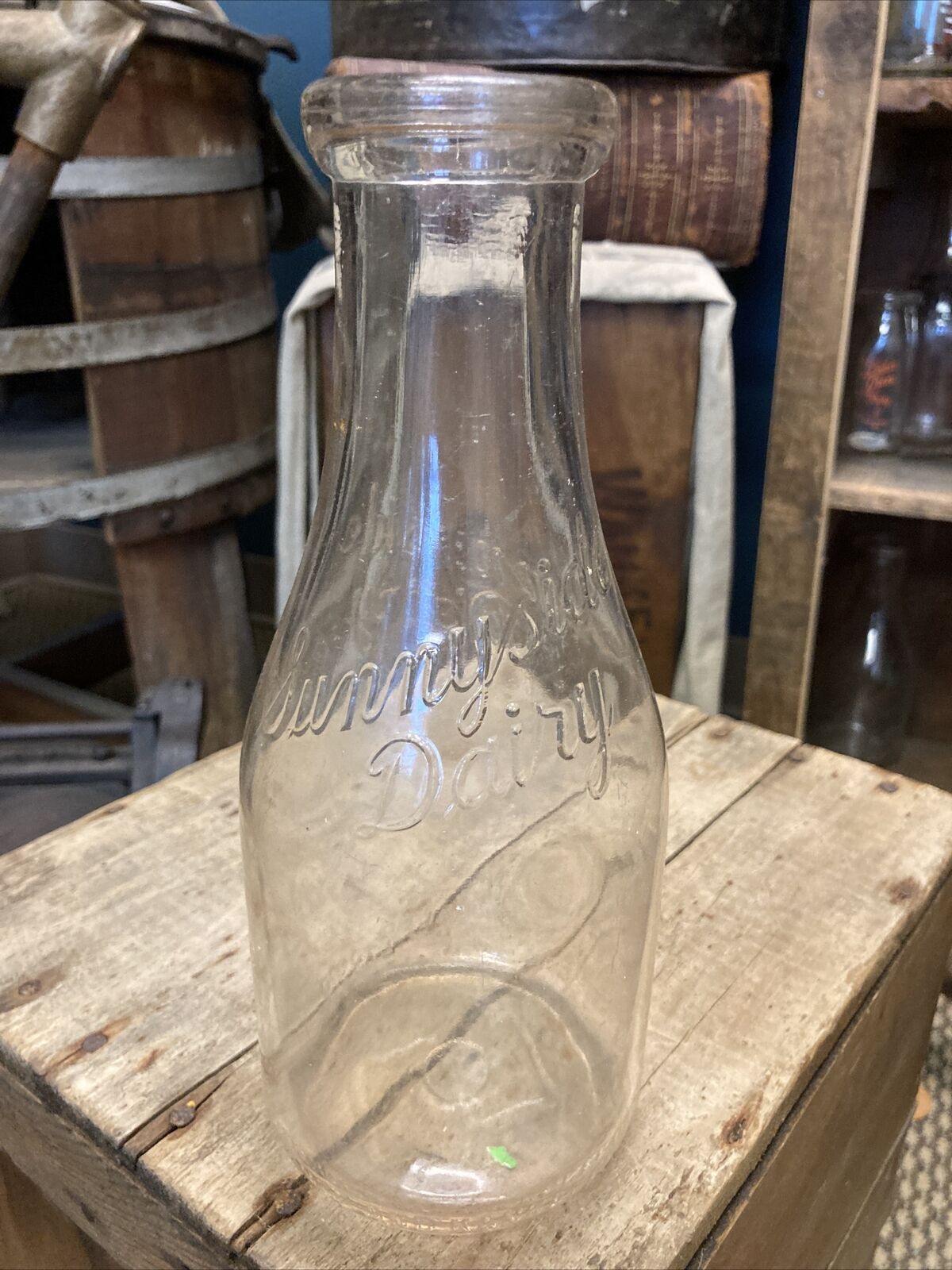 Vintage Quart Milk Bottle Sunnyside Dairy Momence And Kankakee Illinois 1942