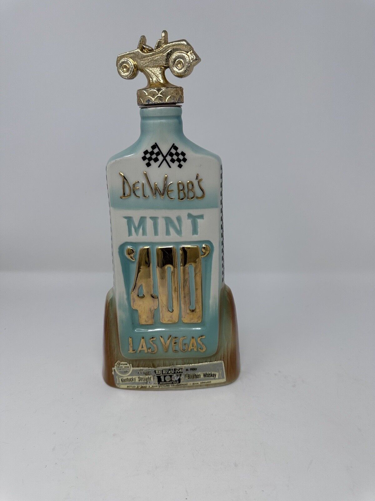 1970 Del Webbs Mint 400 Las Vegas Beam Kentucky Bourbon Whiskey Decanter EMPTY