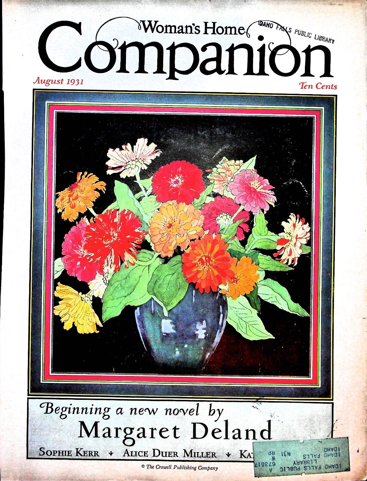 Original August 1931 Woman's Home Companion Cover: Flowers in vase