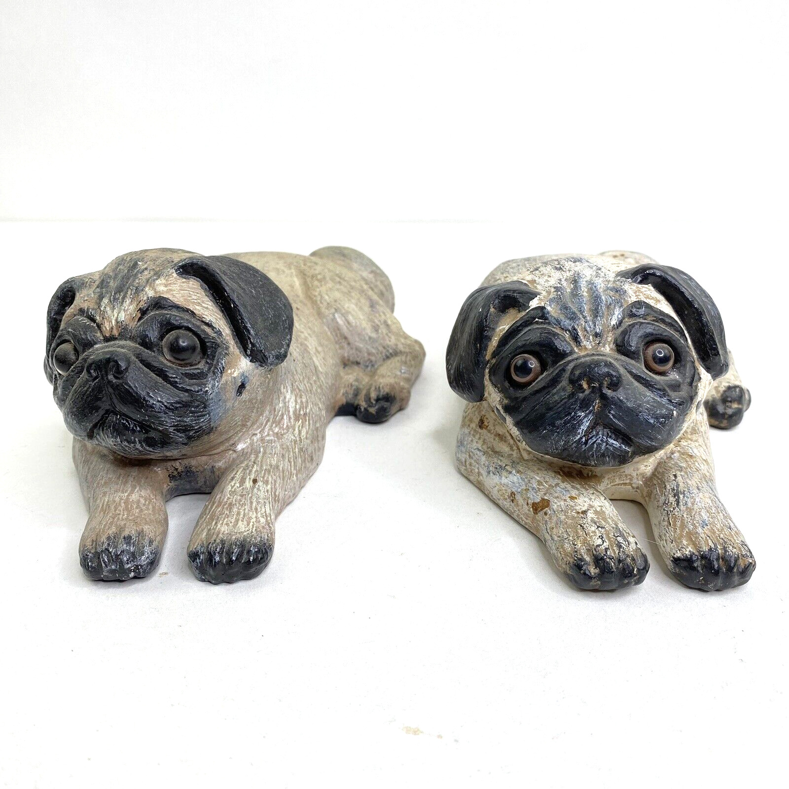 Adorable Vintage Ceramic Pug Dogs (Set of 2) Home Decor
