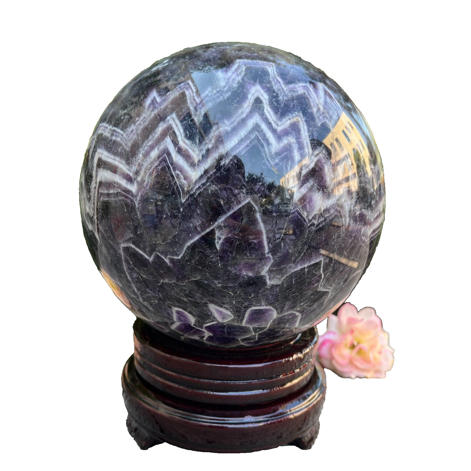15.7LB 6.5'' Large Natural Dream Amethyst Sphere Ball Quartz Energy Crystal
