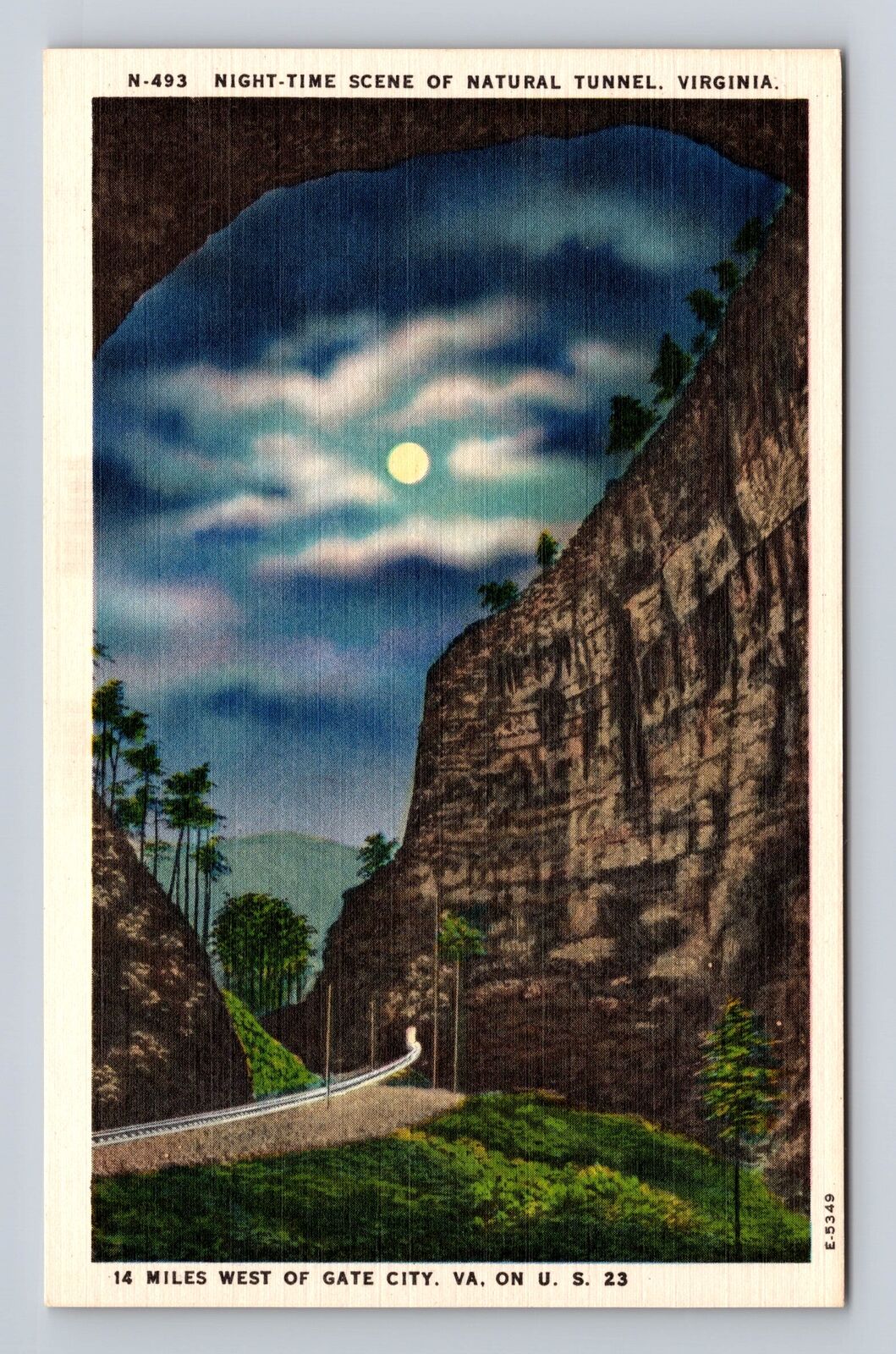 VA- Virginia, Night Time Scene Of Natural Bridge, Antique, Vintage Postcard