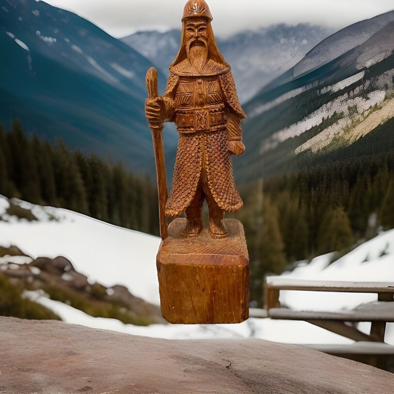 handmade wooden figure of Samurai