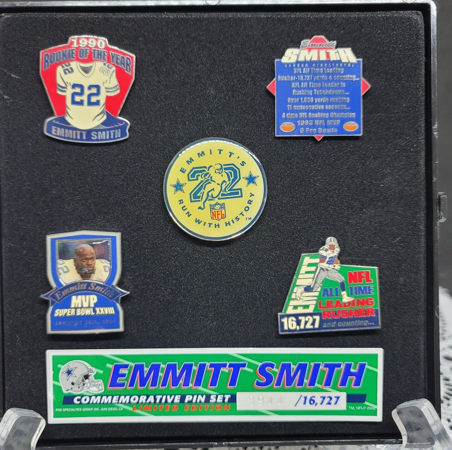EMMITT SMITH Pin Set 5 Tack Pins Saluting Great Player Dallas COWBOYS