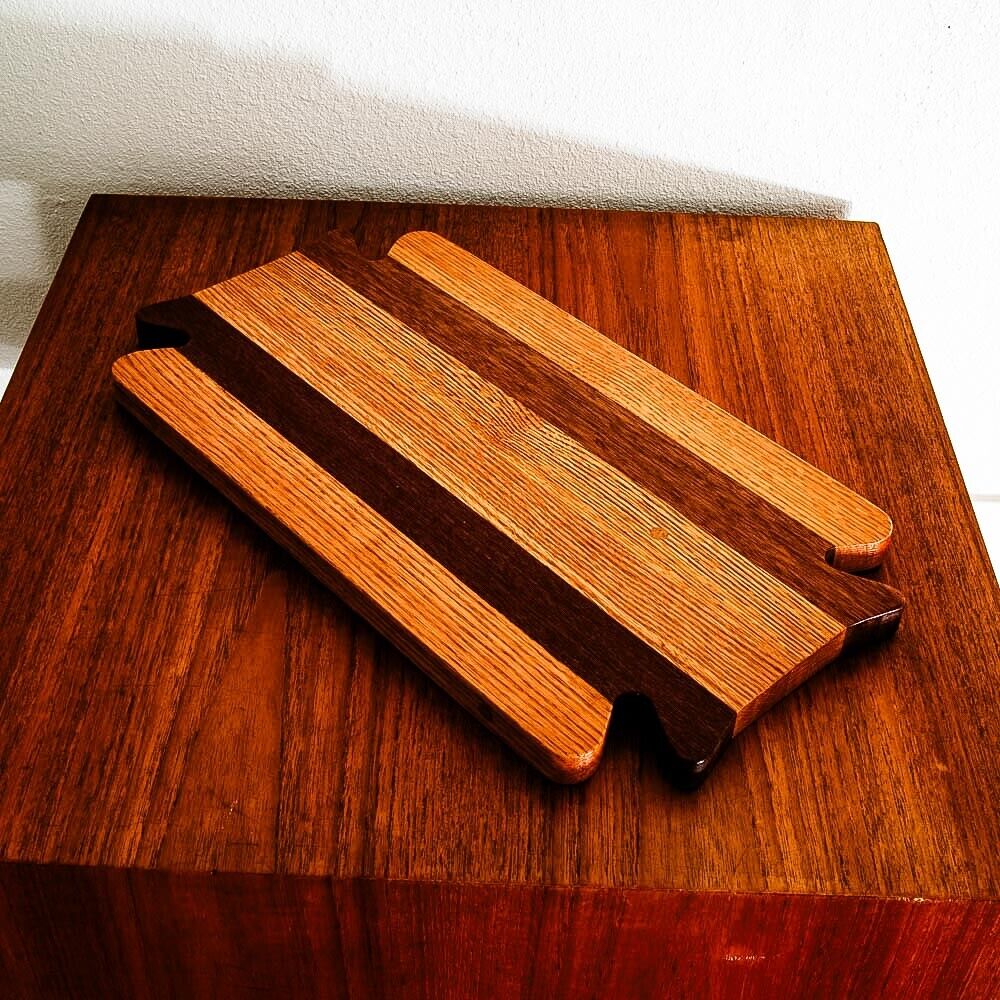 Mid Century Modern Cutting Board Solid Hand Made Custom Sealed Rectangular Oak