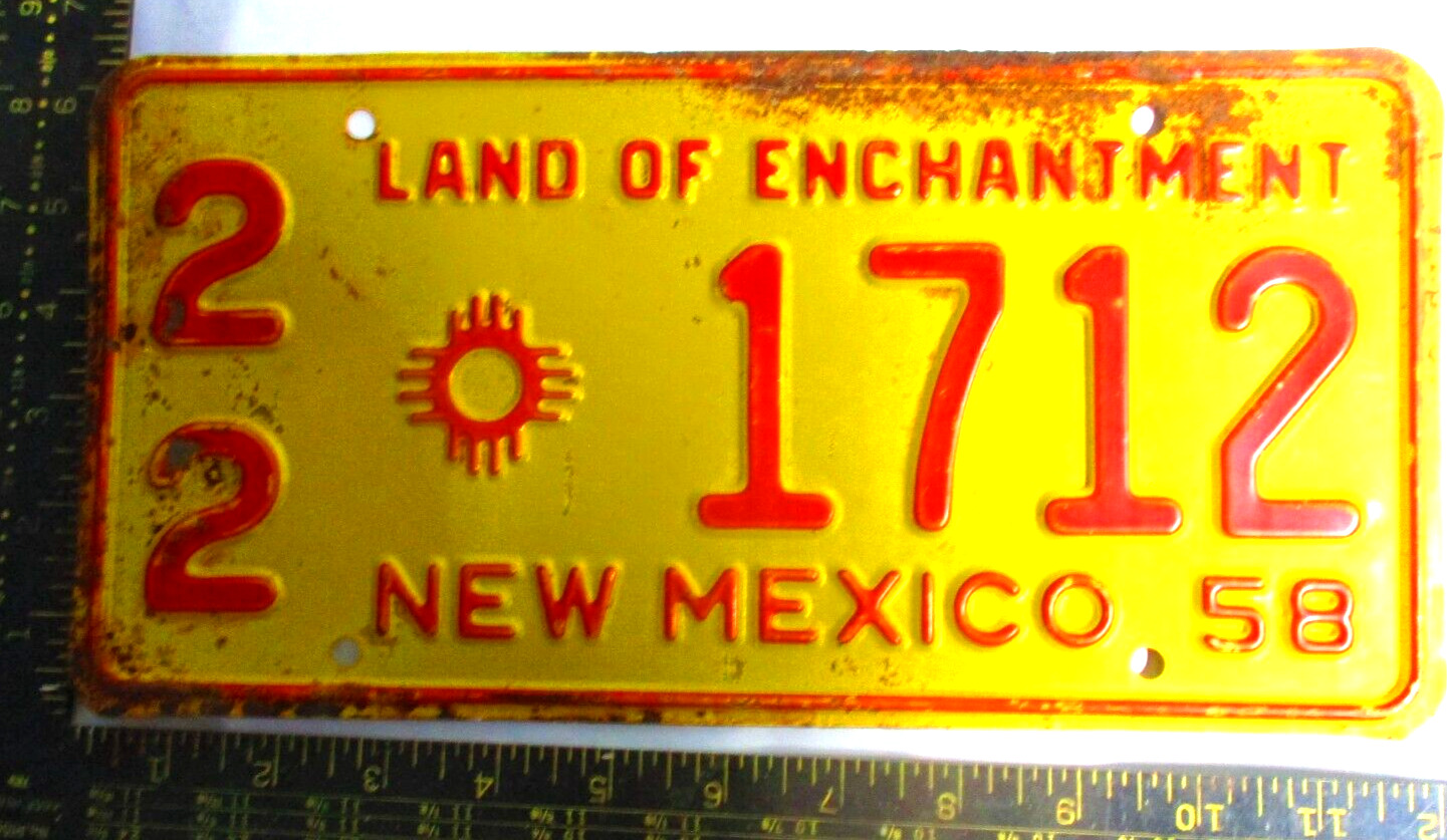 1958 New Mexico license plate car truck collectible old NM garage memorabilia