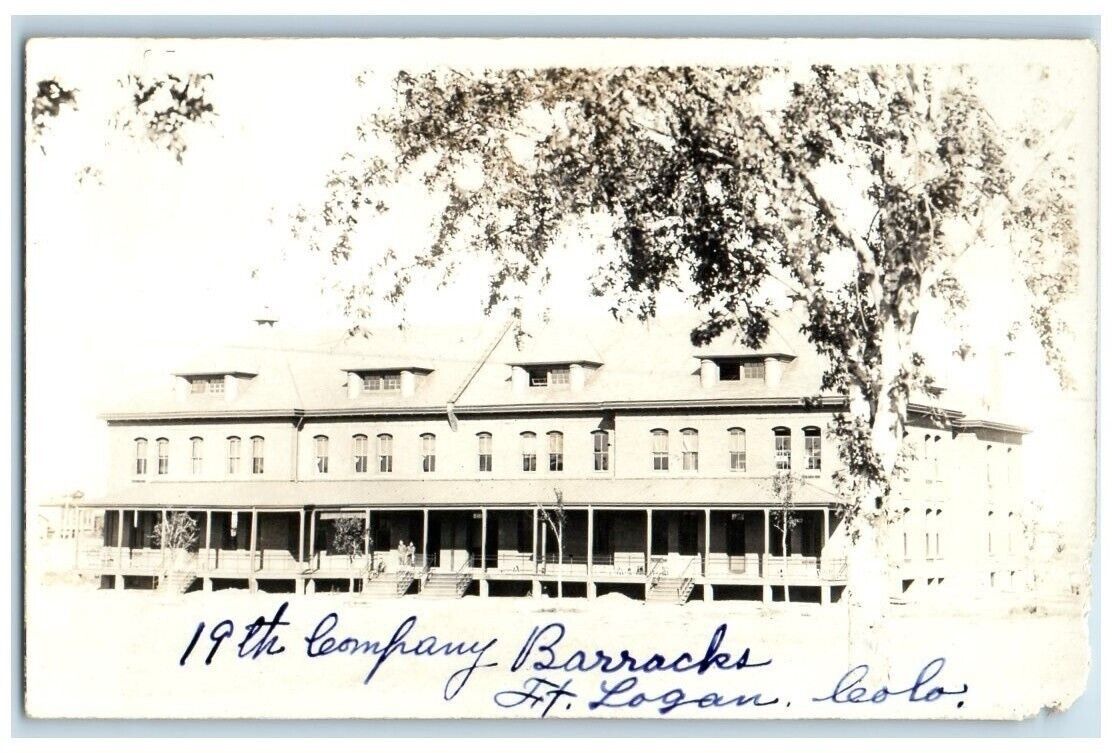 c1910's Nineteenth Company Barracks 19th View Fort Logan CO RPPC Photo Postcard