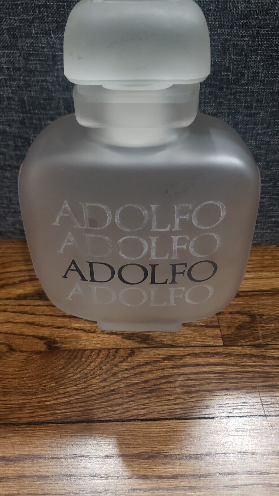 Vintage Empty Frosted Adolfo Perfume Display Bottle Store Marketing, 9”
